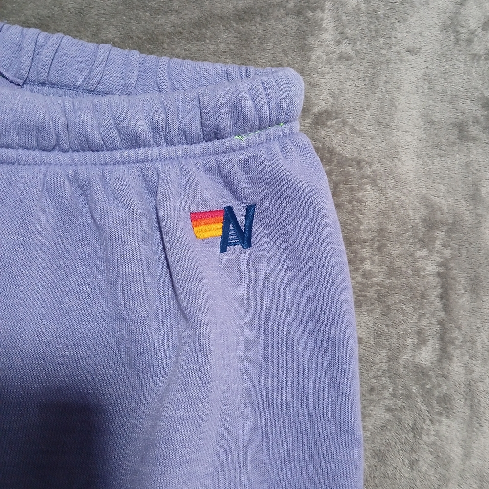Aviator Nation Lavender Sweatpants with Pink Lightning Bolts - Picture 3 of 8